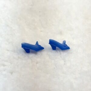 VTG Barbie Translucent Blue Pilgrim Shoes 1960s 70s Doll Heels Korea Mattel Pair